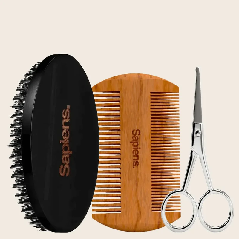 Brosse + Peigne + Ciseaux à Barbe