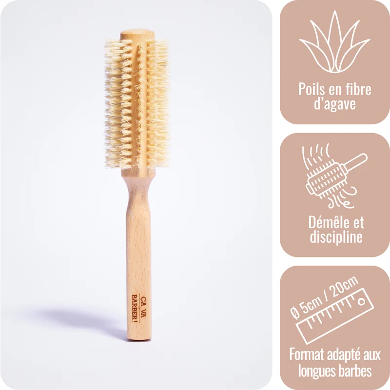 Brosse pour brushing de barbe en fibre de cactus