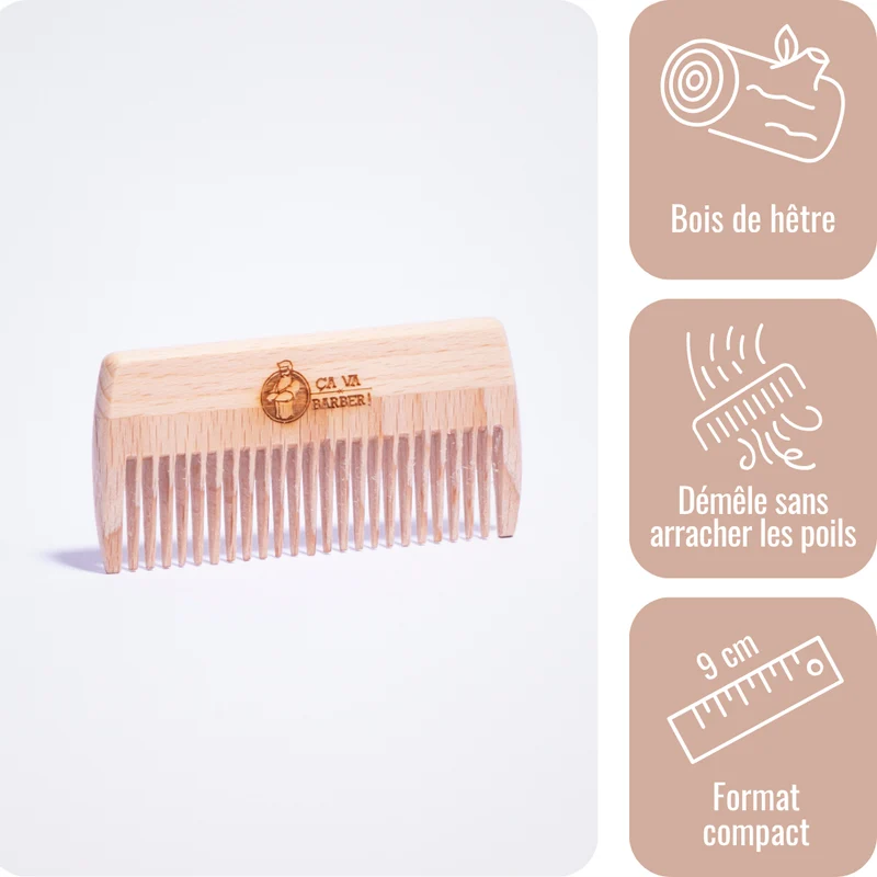 Peigne pour barbe en bois de hêtre
