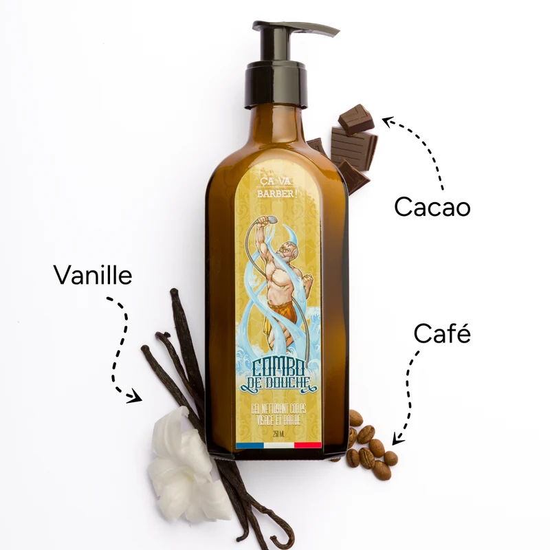 Combo de douche "à l'Ancienne" - Nettoyant barbe/visage/corps