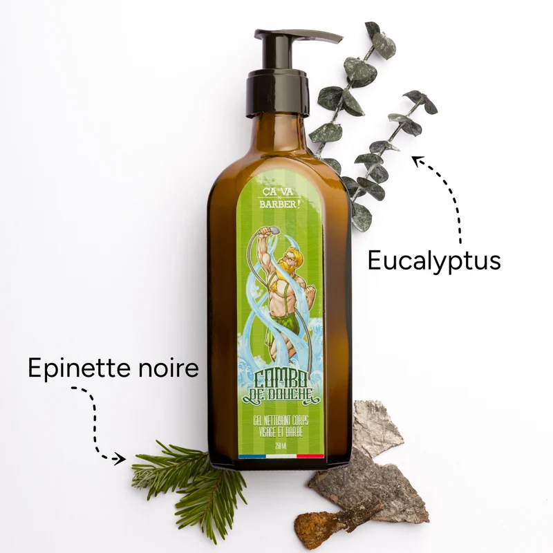 Combo de douche "à la Bûcheron" - Nettoyant barbe/visage/corps