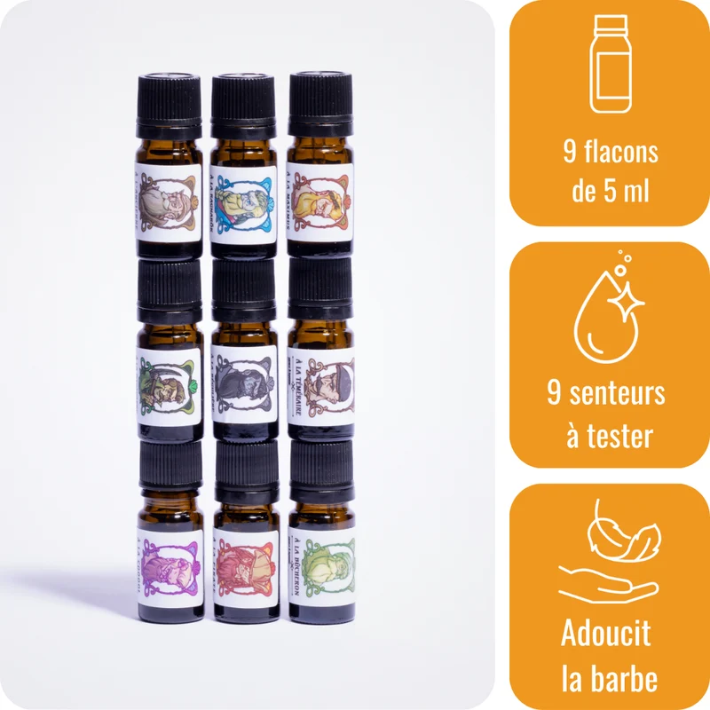 Pack découverte huiles pour barbe - 9 x 5 ml
