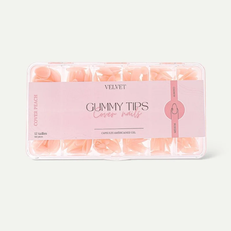 Gummy tips cover peach "Medium Almond"