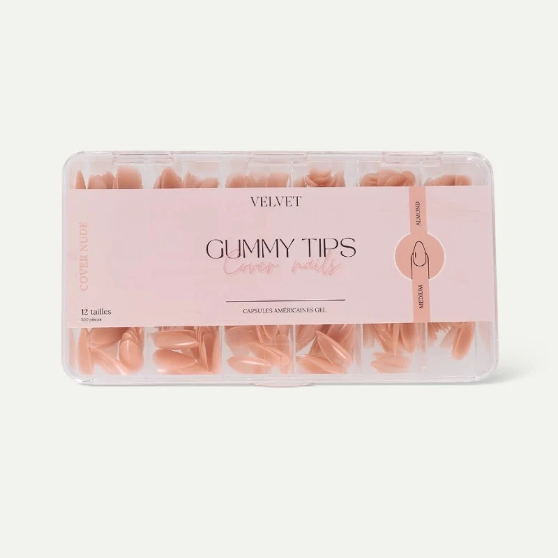 Gummy tips cover nude "Medium almond"
