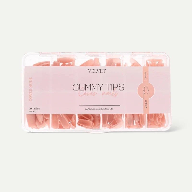 Gummy tips Cover Nude "Medium Coffin"