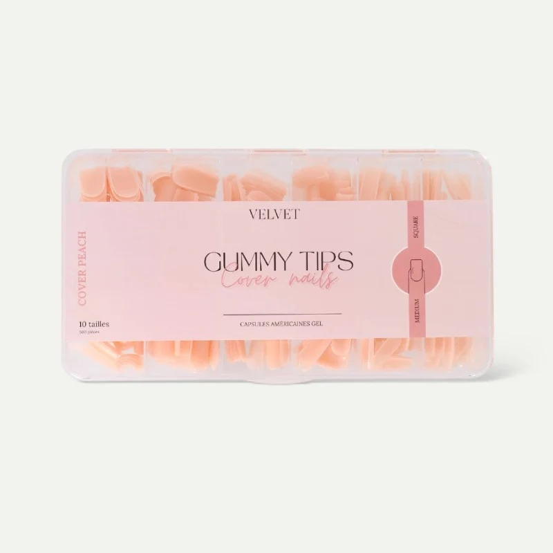 Gummy tips cover peach "Medium Square"