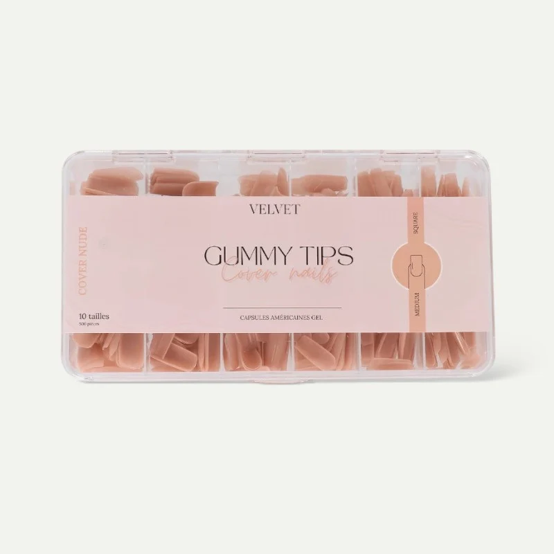Gummy tips cover nude "Medium Square"
