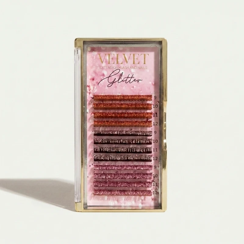 Glitters Gold – Extensions de cils pailletées Or, Rose Gold & Bronze