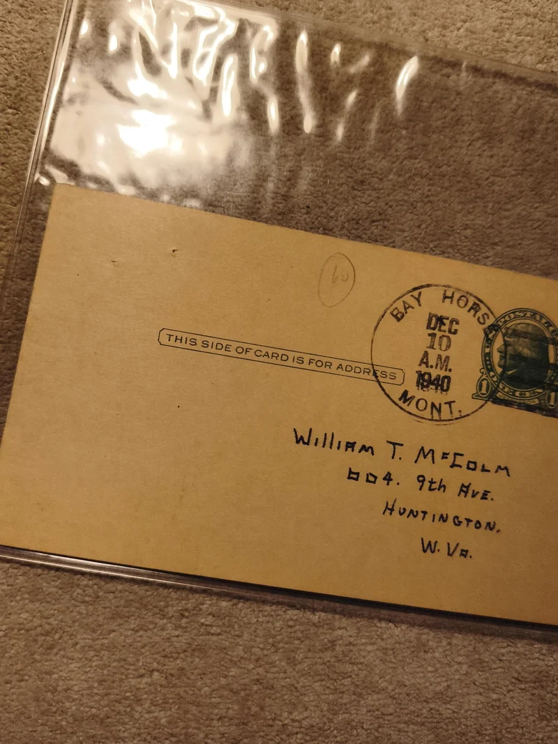 Carte postale USA 1940 oblitérée Bay Horse Montana philatélie (Ref 12)