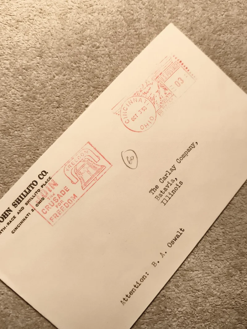 Enveloppe oblitérée USA 1959 John Shillito Cincinnati philatélie (Ref 11)