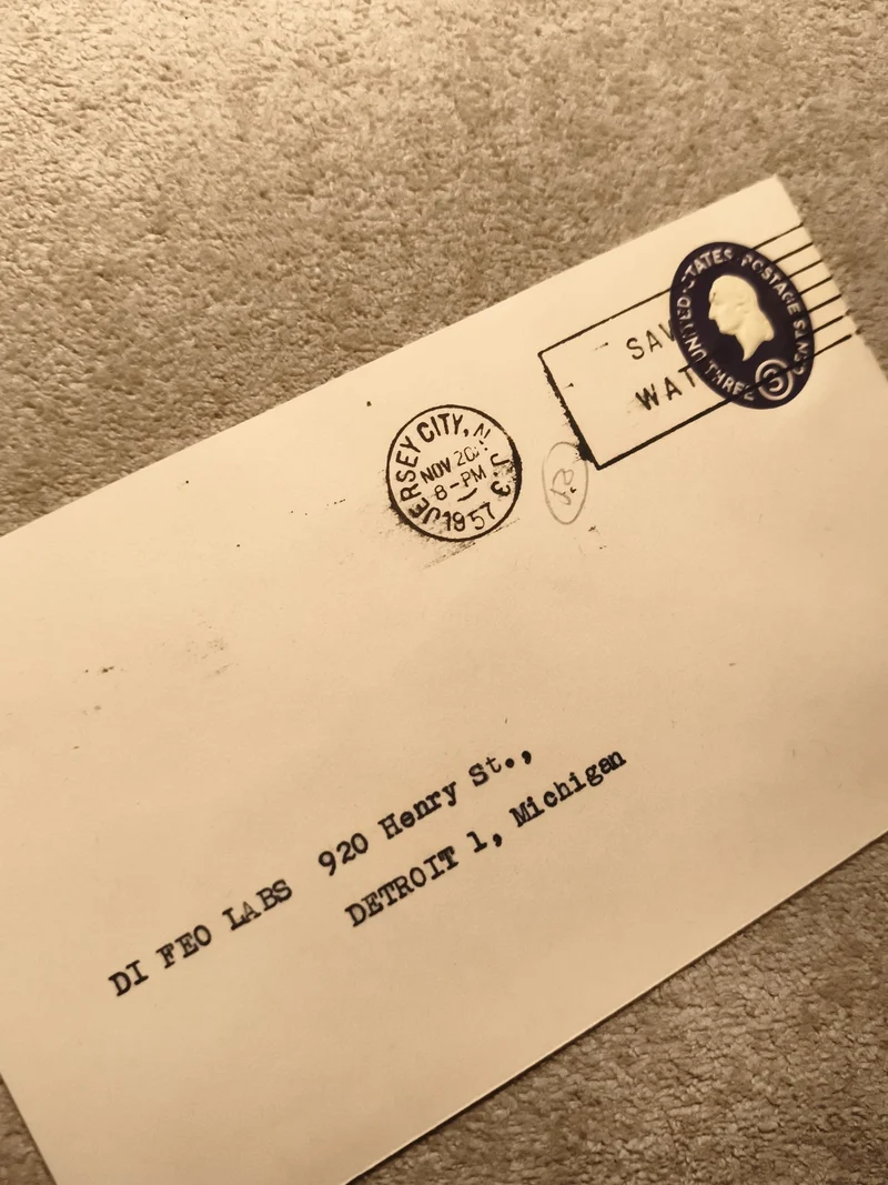 Lettre oblitérée Jersey City 1957 USA timbre 3¢ Philatélie (Ref 11)