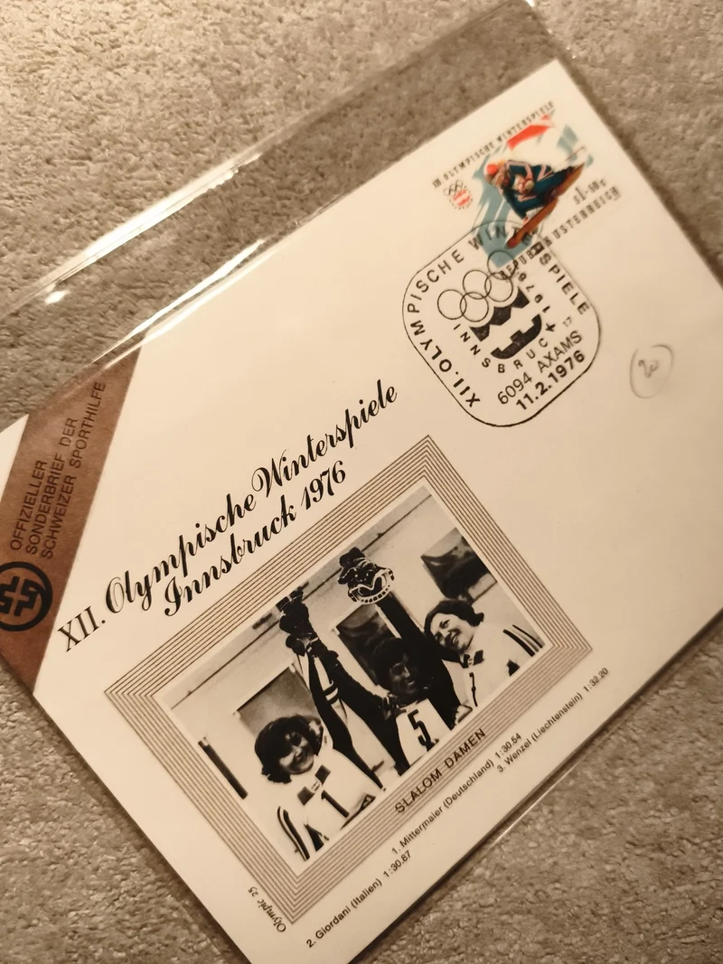 Lettre Premier Jour JO Innsbruck 1976 Slalom Ski Timbre Allemagne Philatélie