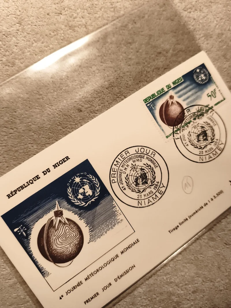 Lettre premier jour Niger 1964 Journée météorologique mondiale FDC philatélie (R