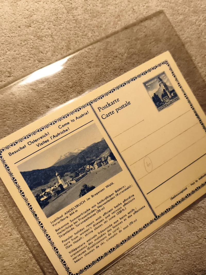 Carte postale Autriche Andelsbuch Bregenzer Wald timbre imprimé philatélie
