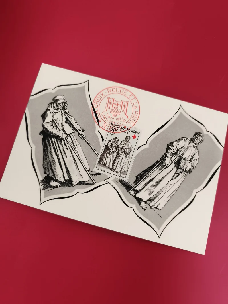 Carte premier jour Croix-Rouge 1957 Nantes timbre France philatélie (Ref 1)