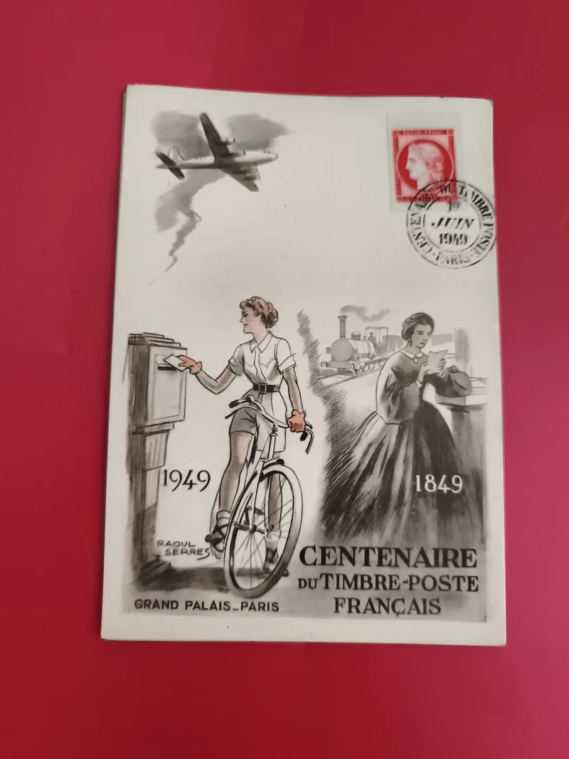 Lettre illustrée Centenaire Timbre-Poste Français 1949 Grand Palais Paris