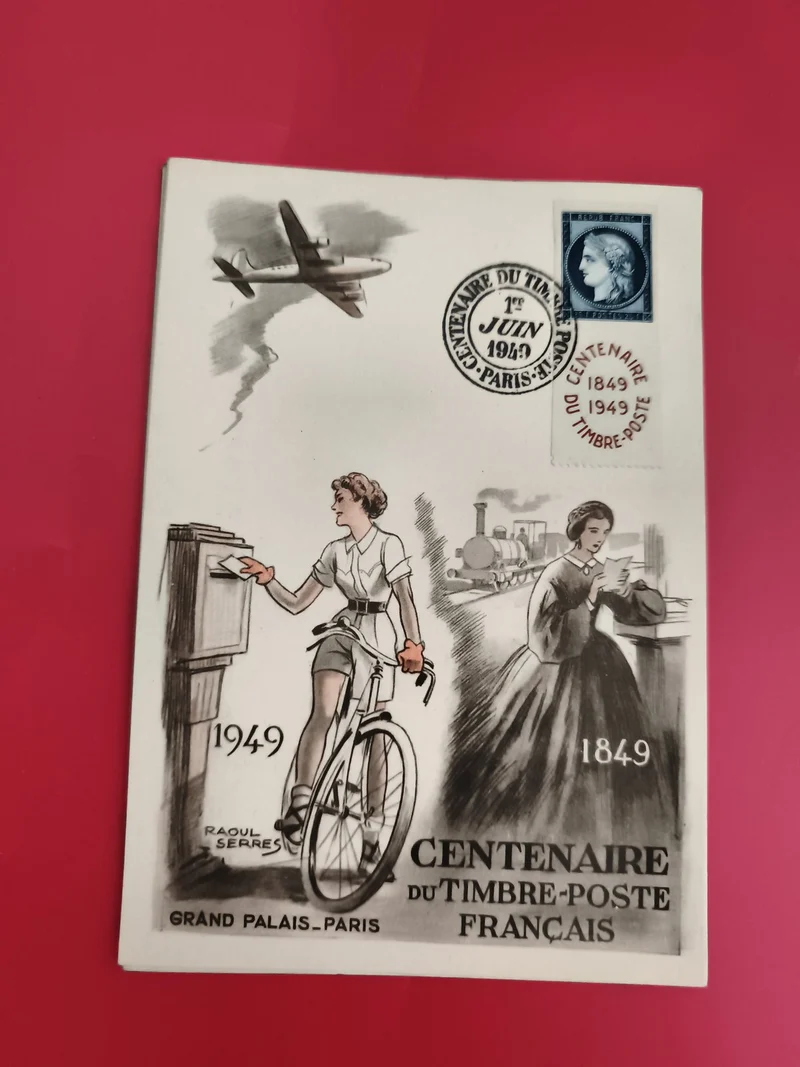 Carte commémorative Centenaire Timbre-Poste 1949 Grand Palais Paris philatélie