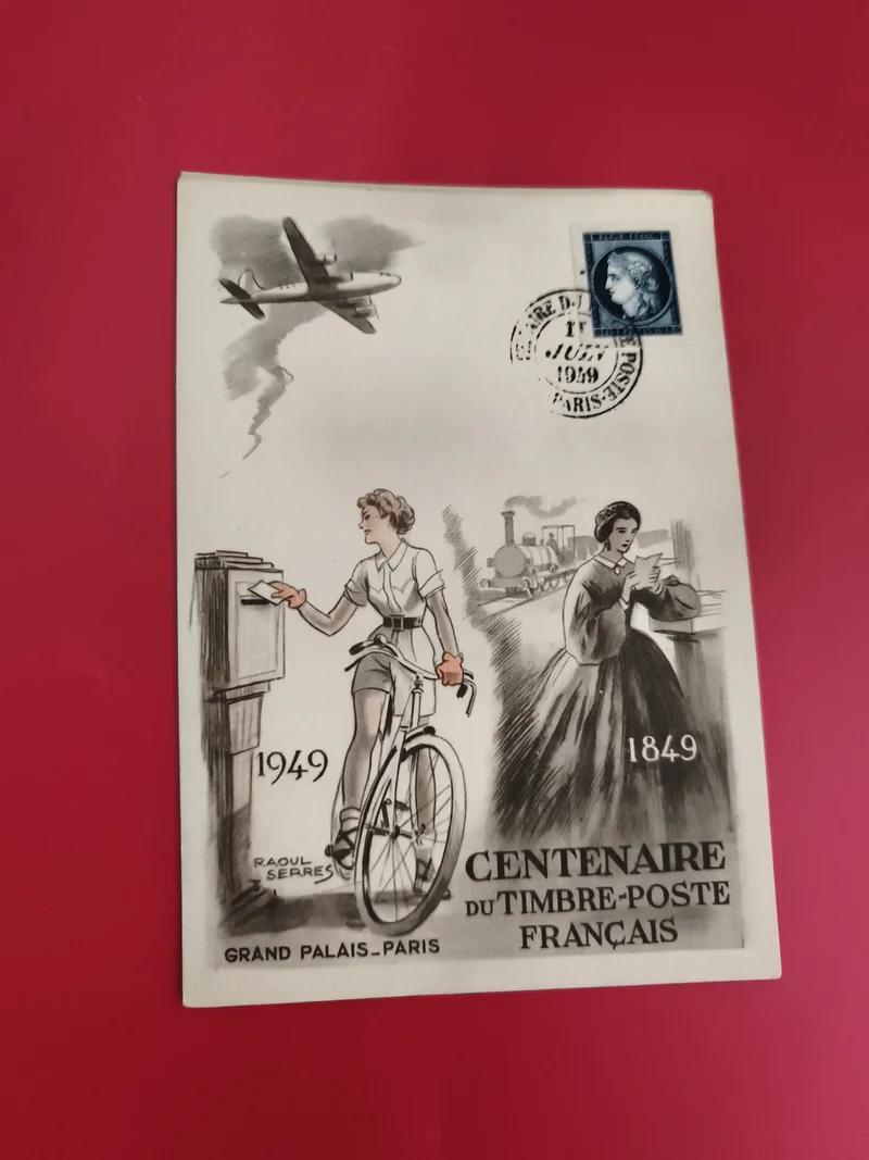 Carte commémorative Centenaire timbre-poste français 1949 Grand Palais Paris