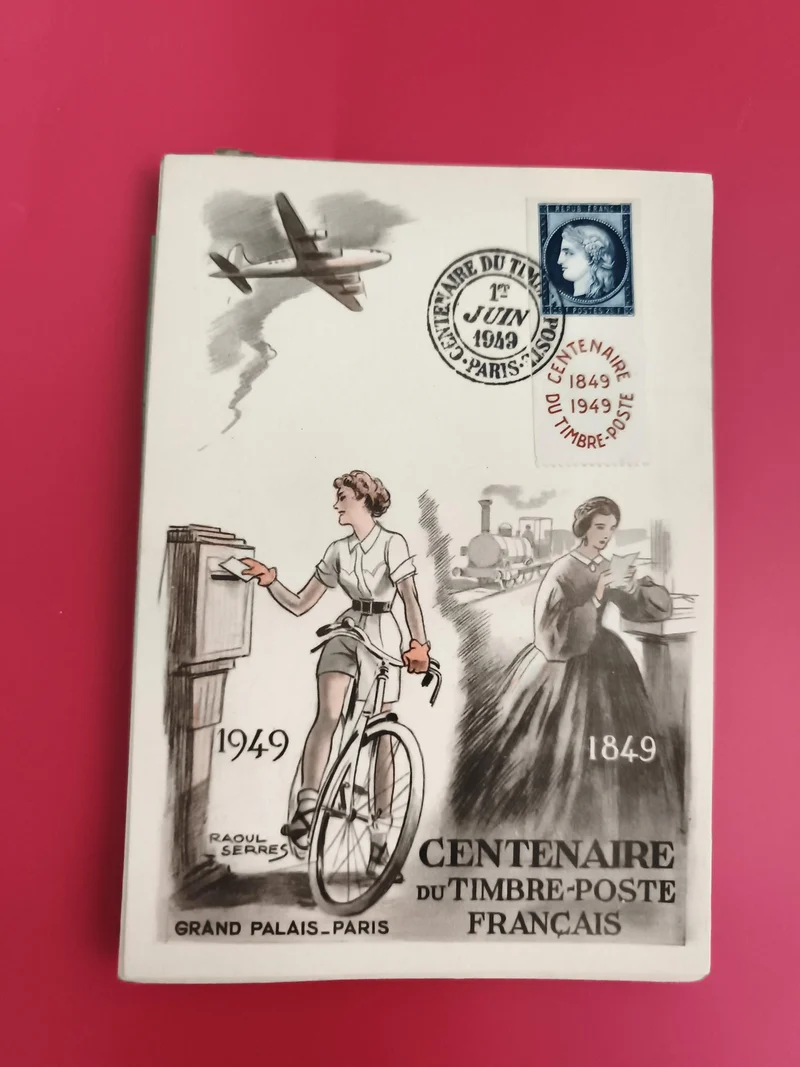 Lettre commémorative Centenaire du timbre-poste français 1949 Grand Palais Paris