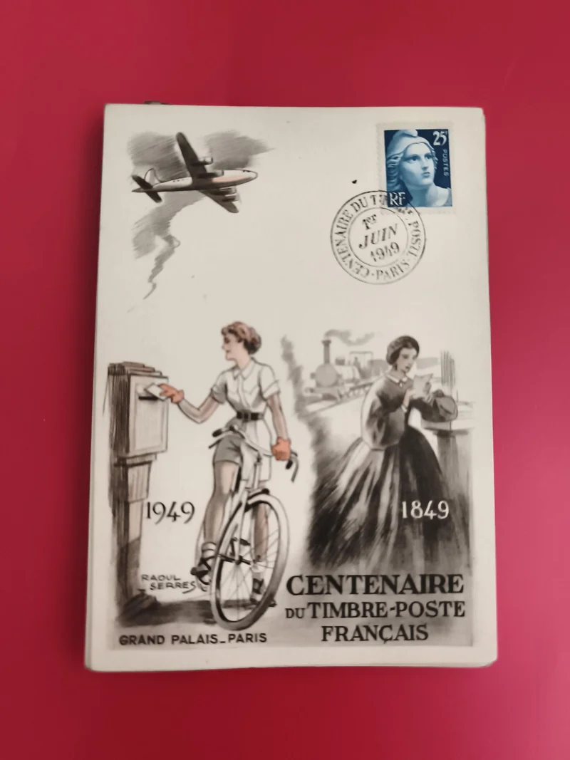 Carte postale Centenaire Timbre-Poste Français 1949 Grand Palais Paris philatéli