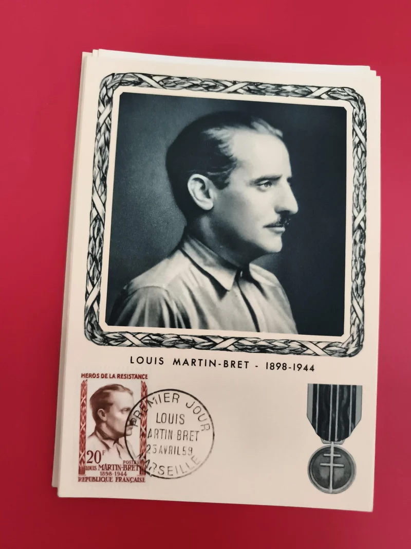 Carte premier jour Louis Martin-Bret 1959 Héros Résistance timbre FDC philatélie