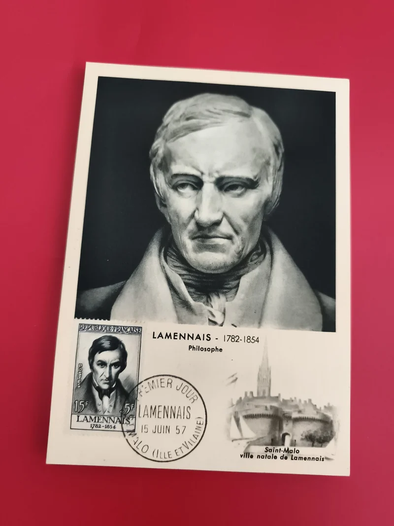 Carte Premier Jour Lamennais 1957 Philosophe France Timbre Saint-Malo
