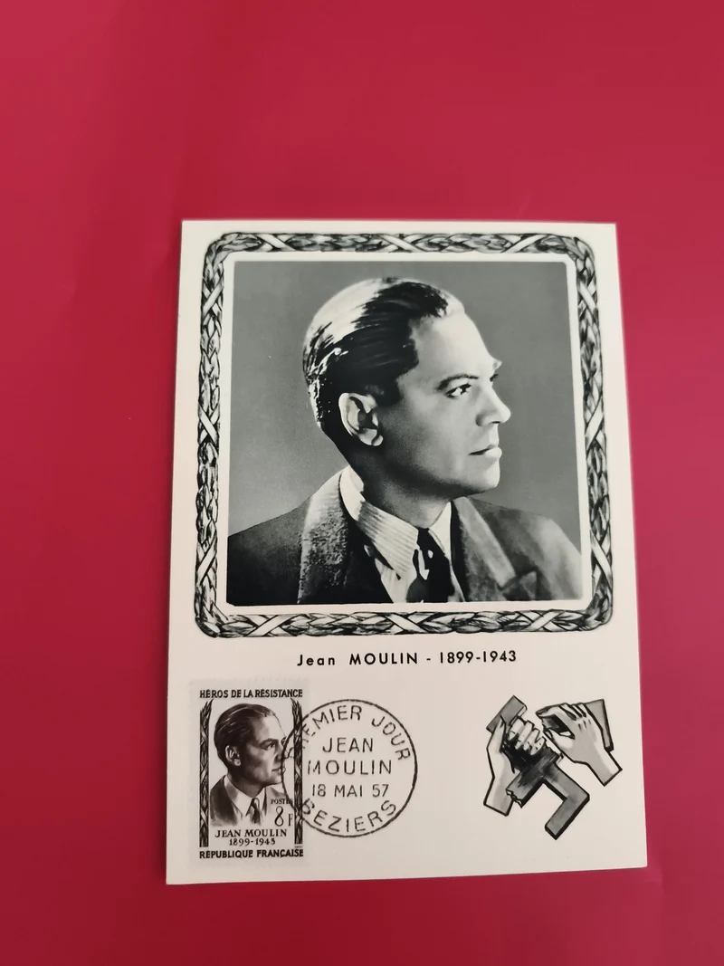 Carte Premier Jour Jean Moulin 1957 Béziers timbre Héros Résistance philatélie