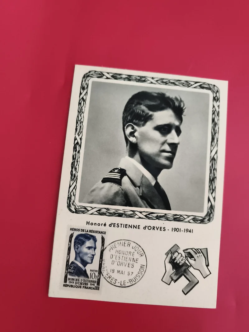 Carte premier jour Honoré d'Estienne d'Orves 1957 philatélie Résistance France