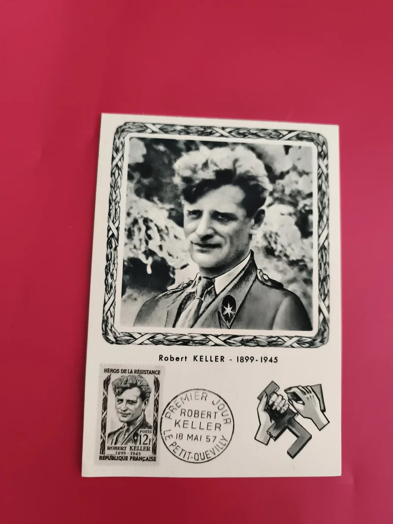 Carte Premier Jour Robert Keller 1957 philatélie Héros Résistance France
