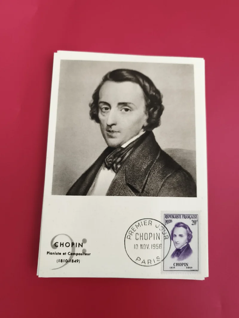 Carte premier jour Chopin 1956 Paris timbre 20c philatélie musique