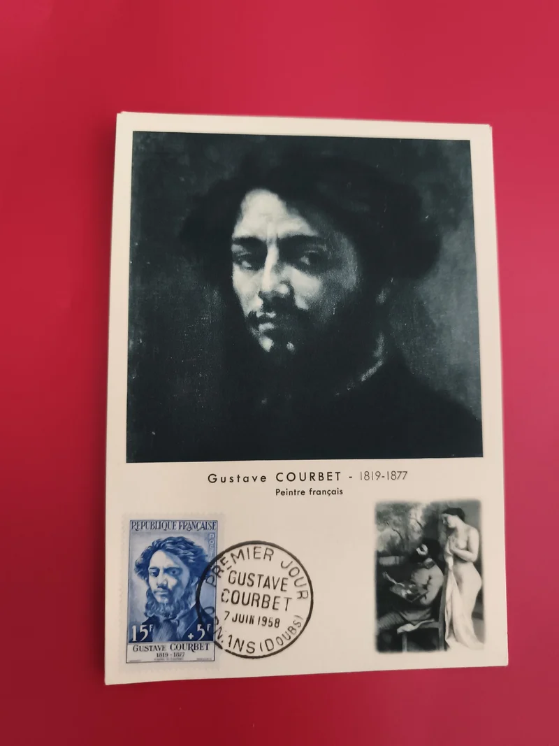 Carte Premier Jour Gustave Courbet 1958 timbre 15F art peintre philatélie