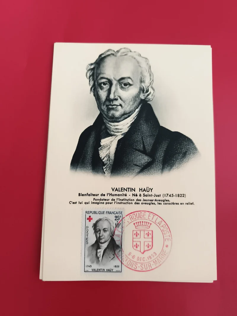 Carte premier jour Valentin Haüy timbre France 1953 philatélie oblitération roug