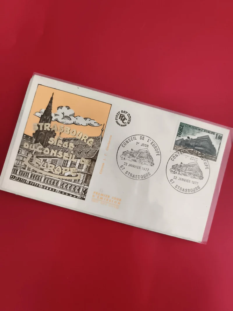 Lettre FDC Strasbourg Conseil Europe 1977 1er Jour oblitération philatélie (Ref