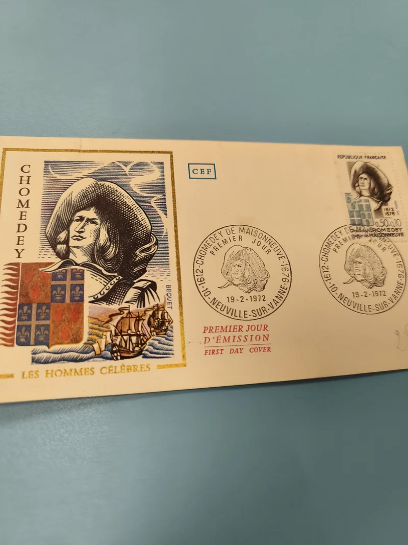 Enveloppe FDC Premier Jour Chomedey de Maisonneuve timbre France 1972 illustrée