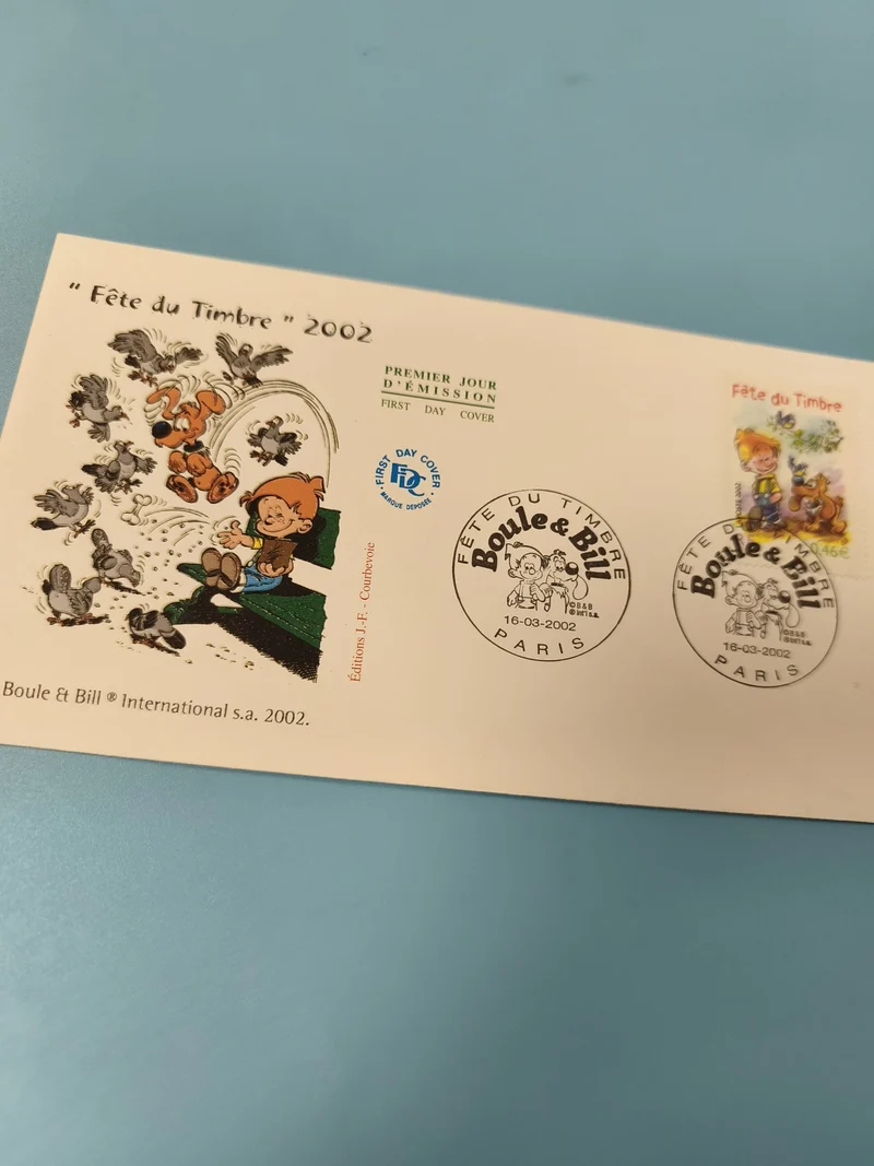 Enveloppe FDC Boule et Bill Fête du Timbre 2002 premier jour d?émission illustré