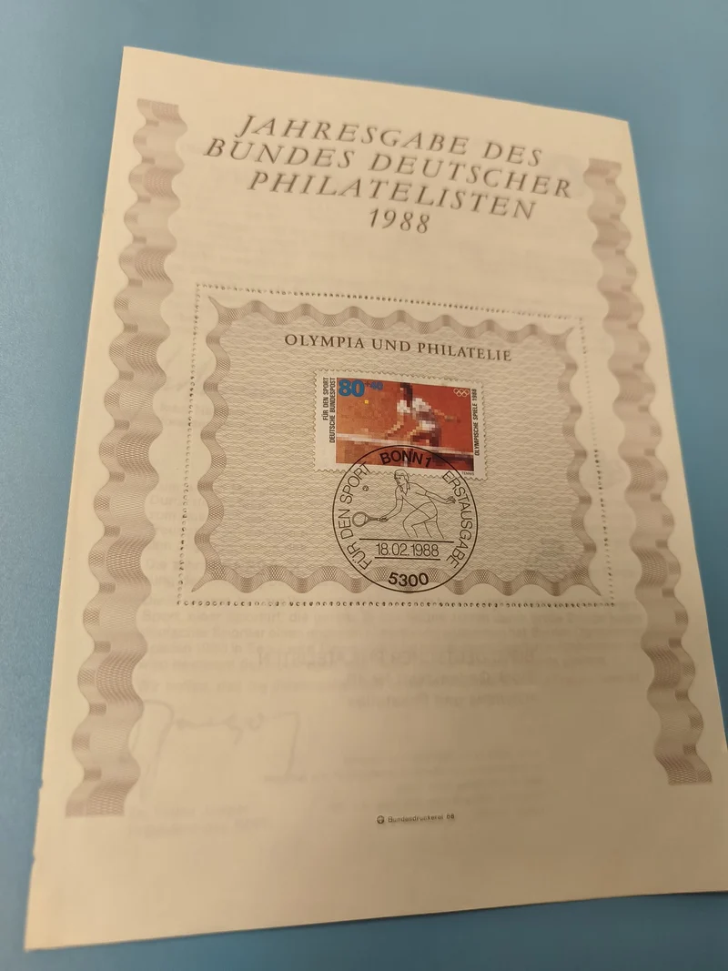 Annual Edition Federation German Philatelists 1988, Olympia Stamp, Bonn Mark
