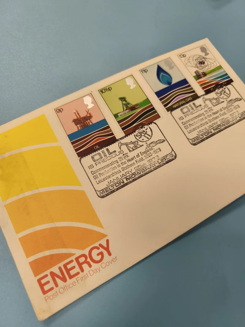 Enveloppe FDC premier jour émission timbres Energy Royaume-Uni, motifs pétrole g