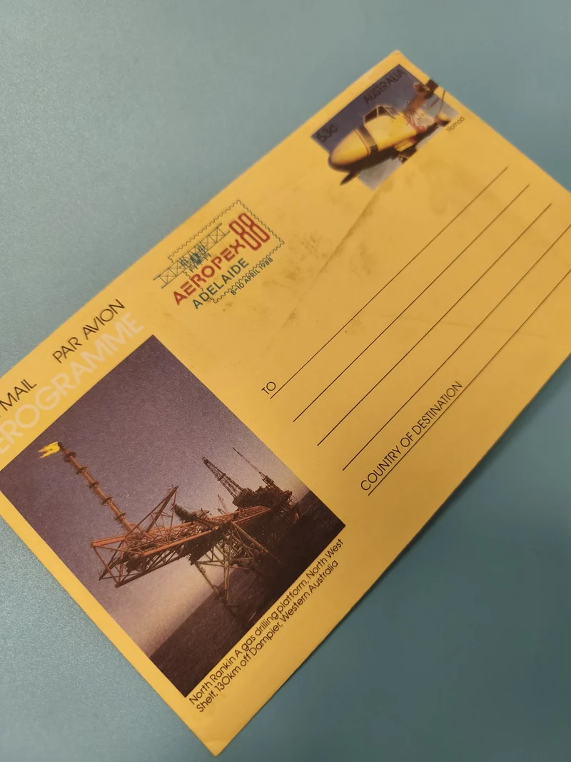 Enveloppe premier jour Australie FDC AEROPEX 88 avion plateforme gaz jaune