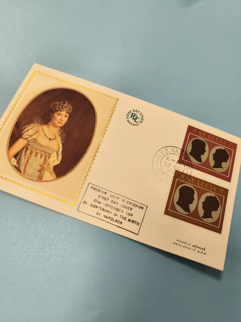 Enveloppe premier jour FDC Napoléon St Lucia timbres silhouettes ? état d?occasi