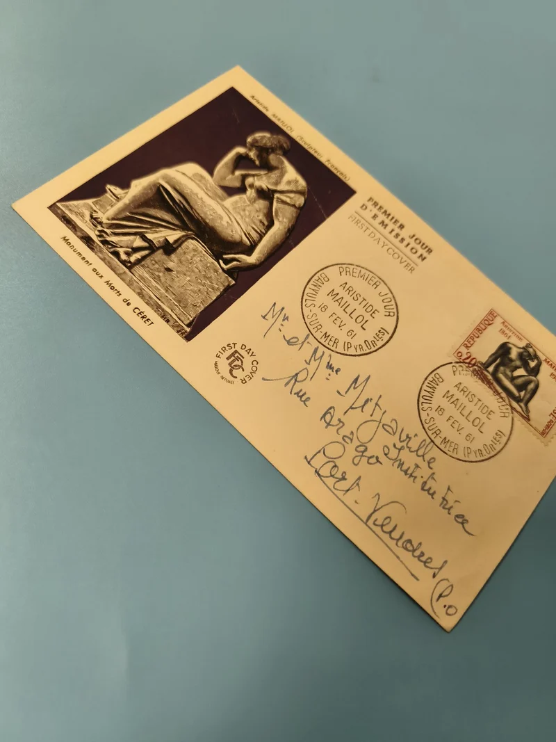 Enveloppe premier jour FDC Aristide Maillol Monument Céret timbre oblitéré