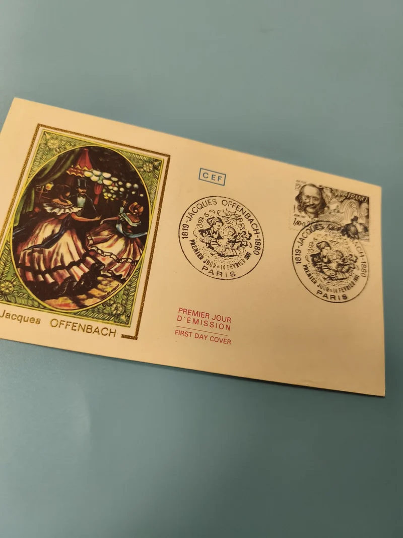 Enveloppe premier jour d?émission FDC Jacques Offenbach timbre illustré Paris