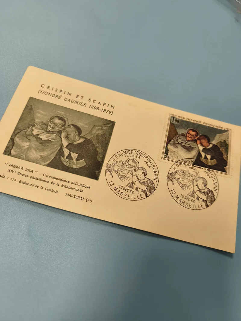 Enveloppe FDC Premier Jour Crispin et Scapin Marseille 1966 timbre illustré