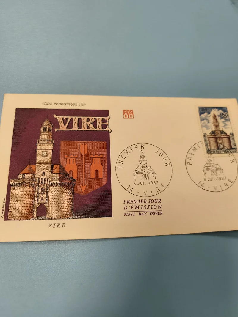 Enveloppe FDC premier jour d?émission Vire 1967 timbre illustré tour