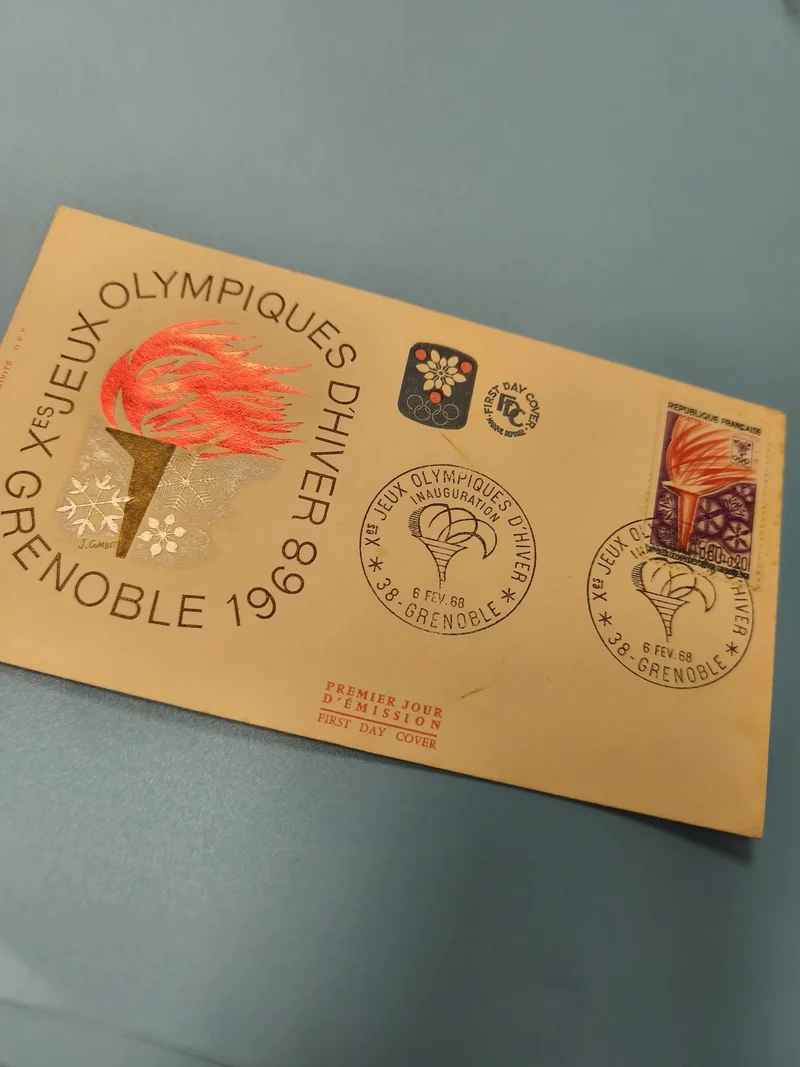 Enveloppe FDC Jeux Olympiques d?Hiver 1968 Grenoble flamme rouge