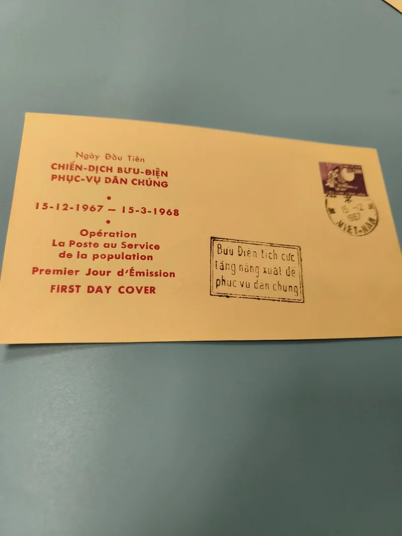 Ancienne enveloppe FDC Vietnam 1967, timbre et cachet Premier Jour