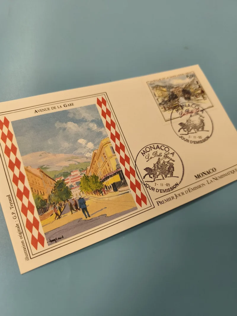 Enveloppe FDC Monaco Premier Jour d?Émission Avenue de la Gare illustration