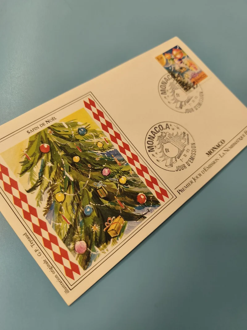 Enveloppe FDC Monaco Sapin de Noël timbre décoré premier jour d?émission