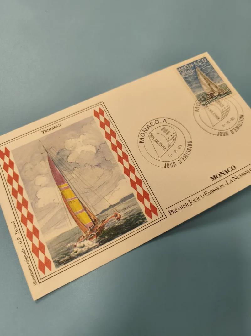 Enveloppe FDC Monaco timbre voilier trimaran premier jour d?émission philatélie