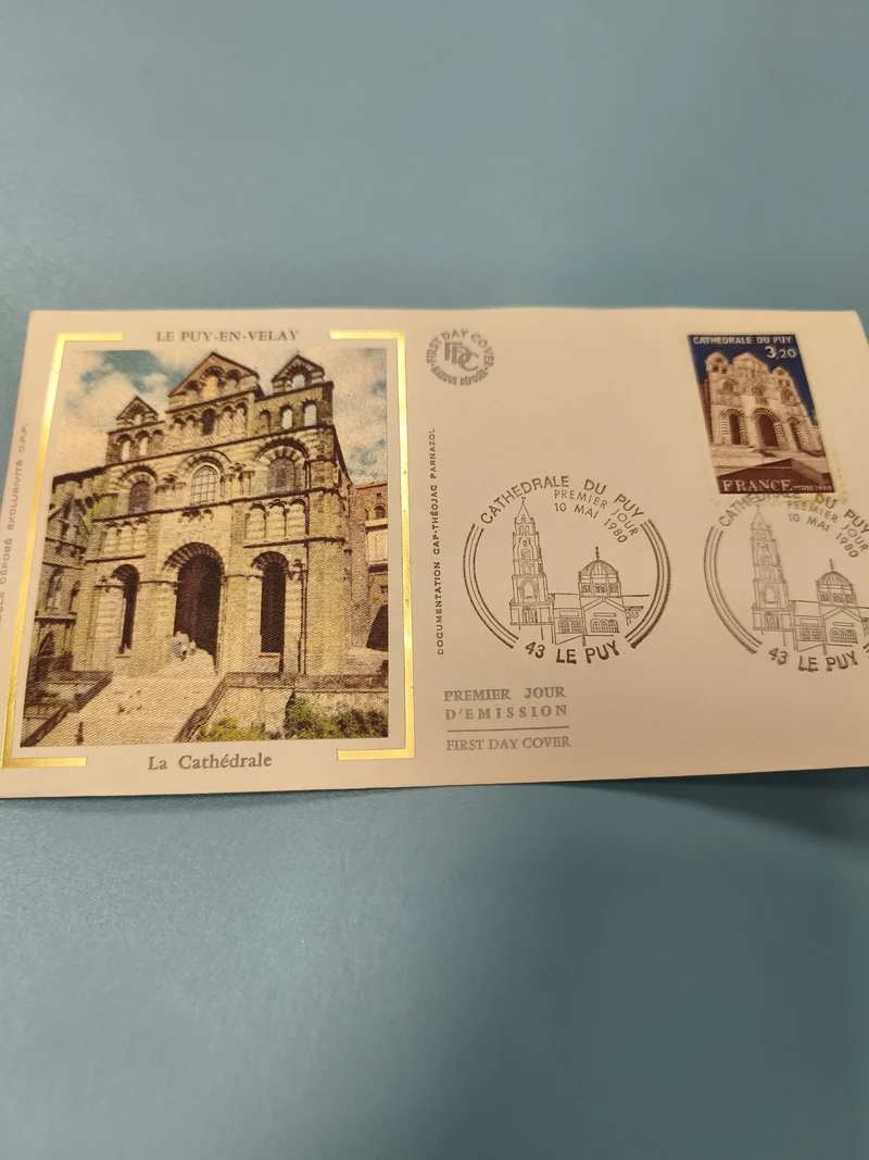 Enveloppe FDC timbre premier jour Cathédrale Le Puy-en-Velay 3,20 bleu