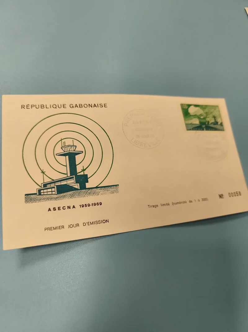 Enveloppe FDC Gabon ASECNA premier jour émission 1959-1969 numérotée 58